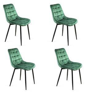 Zestaw 4 Krzeseł solidnych BELLA Zielone Noga Czarna