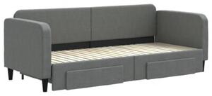 Sofa rozsuwana z szufladami, ciemnoszara, 80x200 cm, tkanina