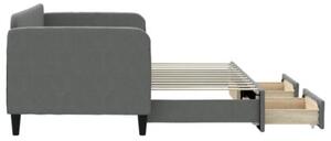 Sofa rozsuwana z szufladami, ciemnoszara, 80x200 cm, tkanina