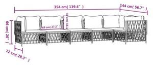 Zestaw Mebli Ogrodowych Komplet Wypoczynkowy Z Poduszkami 6-Częściowy Biały Metal Na Taras Balkon Ogród