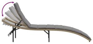 Leżak z poduszką, beżowy, 55x199x50 cm, polirattan