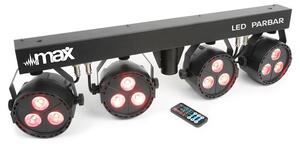 MAX LED PAR-Bar-Set, zestaw oświetleniowy LED, 4-drożny, 3 x 4 w 1 LED RGBW, stojak typu T i statyw