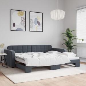 Sofa rozsuwana, ciemnoszara, 90x200 cm, aksamit