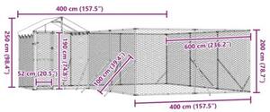 Kojec dla psa, z dachem, srebrny, 6x6x2,5 m, stal galwanizowana