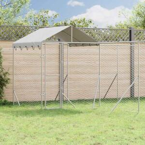 Kojec dla psa, z dachem, srebrny, 6x6x2,5 m, stal galwanizowana