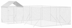 Kojec dla psa, z dachem, srebrny, 6x6x2,5 m, stal galwanizowana