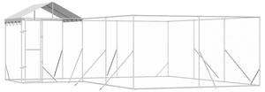 Kojec dla psa, z dachem, srebrny, 6x6x2,5 m, stal galwanizowana