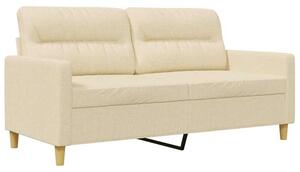 Sofa, 2-osobowa kremowa, 140 cm, tapicerowana tkaninÄ