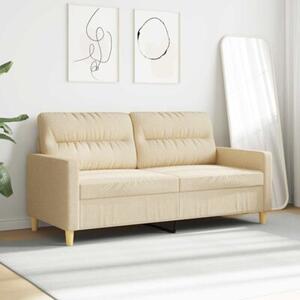Sofa, 2-osobowa kremowa, 140 cm, tapicerowana tkaninÄ