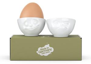 Zestaw 2 białych porcelanowych kieliszków na jajka 58products Happy & Hmpff