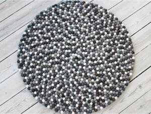 Szaro-biały wełniany dywan kulkowy Wooldot Ball Rugs, ⌀ 140 cm