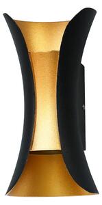 DANTES Kinkiet elewacyjny czarno-złoty 2x10W 20cm