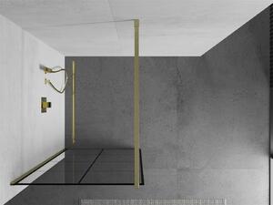 Mexen Kioto ścianka prysznicowa Walk-in 80 x 200 cm, czarny wzór 8 mm, złota szczotkowana - 800-080-101-55-77