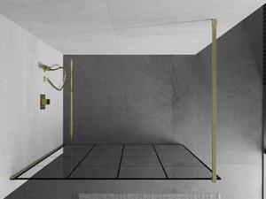Mexen Kioto ścianka prysznicowa Walk-in 130 x 200 cm, czarny wzór 8 mm, złota szczotkowana - 800-130-101-55-77