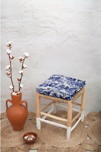 Poduszka na krzesło z domieszką lnu Really Nice Things Square Blue Flowers, 37x37 cm