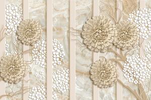 Samoprzylepna tapeta abstrrakcyjne kwiaty na marmurze