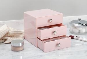 Różowy 3-poziomowy organizer z szufladami iDesign, 16,5x16,5 cm