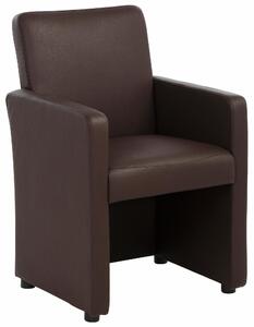 Atrakcyjny fotel tapicerowany sztuczną skórą, brązowy