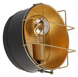 Industriële wandlamp zwart met goud 25 cm - Barril Oswietlenie wewnetrzne