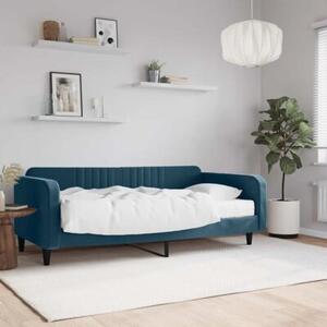 Sofa z materacem do spania, niebieska, 100x200 cm, aksamit
