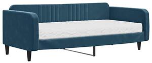 Sofa z materacem do spania, niebieska, 100x200 cm, aksamit