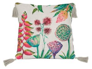 Beżowa poduszka z motywem kwiatów Madre Selva Flores, 45x45 cm