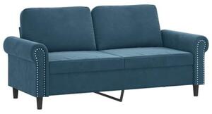 Sofa 2-osobowa z poduszkami, niebieska, 140 cm, aksamit