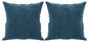 Sofa 2-osobowa z poduszkami, niebieska, 140 cm, aksamit