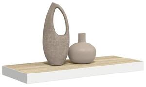 Półka ścienna, kolor dębowy i biały, 60x23,5x3,8 cm, mdf