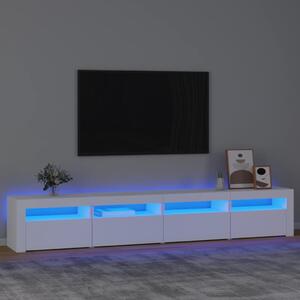 Szafka pod TV z oświetleniem LED, biała, 240x35x40 cm