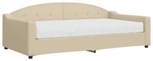 Sofa z materacem do spania, kremowa, 100x200 cm, tkanina