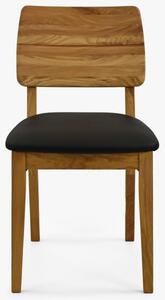 Krzesło do jadalni dębowe - siedzisko z czarnej skóry