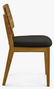 Krzesło do jadalni dębowe - siedzisko z czarnej skóry