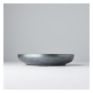Black Friday - Czarno-szary talerz ceramiczny z wysokim brzegiem MIJ Pearl, ø 22 cm