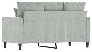 Sofa 2-osobowa, jasnoszara, 120 cm, tapicerowana aksamitem