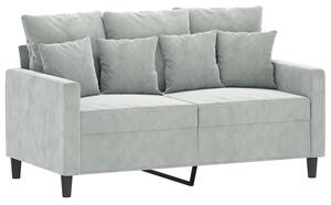 Sofa 2-osobowa, jasnoszara, 120 cm, tapicerowana aksamitem