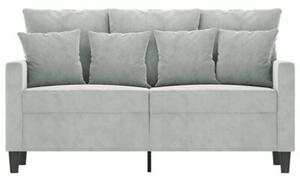 Sofa 2-osobowa, jasnoszara, 120 cm, tapicerowana aksamitem