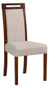 MebleMWM Krzesło drewniane ROMA 5 | Ekoskóra beżowa | orzech | OUTLET