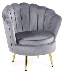 MebleMWM Zestaw wypoczynkowy Glamour sofa i 2 fotele ELIF szary welur #25, złote nogi