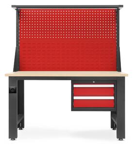 Stół warsztatowy biurko Logan: antracytowo-czerwony (1478), biurko wartsztowe, metalowe