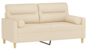Sofa 2-osobowa z poduszkami, kremowa, 140 cm, tkanina