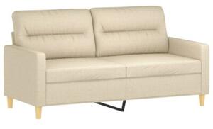Sofa 2-osobowa z poduszkami, kremowa, 140 cm, tkanina