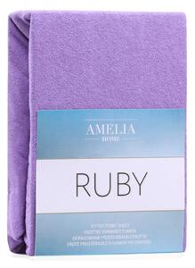 Fioletowe elastyczne prześcieradło dwuosobowe AmeliaHome Ruby Siesta, 180-200x200 cm