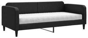 Sofa z materacem do spania, czarna, 90x200 cm, tkanina