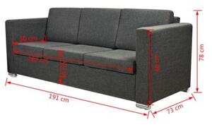 Sofa 3-osobowa tapicerowana tkaninÄ , ciemnoszara