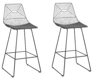 Zestaw 2 krzeseł do jadalni metalowe poduszka z ekoskóry czarny Bisbee Beliani