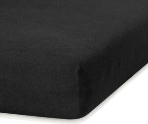 Czarne elastyczne prześcieradło dwuosobowe AmeliaHome Ruby Black, 180-200x200 cm