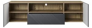 Wisząca szafka RTV Asha z szufladą i wnęką 167 cm - artisan / rivier stone mat