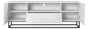 Szafka RTV Asha z szufladą i metalowym stelażem 167 cm - biały połysk