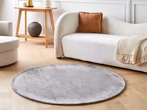 Ręcznie tkany dywan z wiskozy jasnoszary okrągły 140cm chodnik do salonu Gesi II Beliani